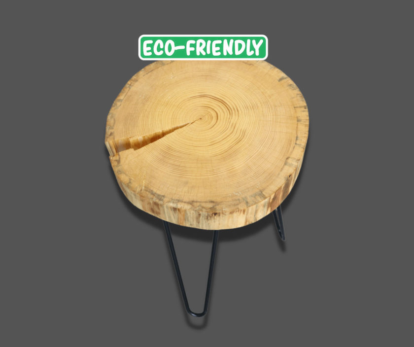 stolik z plastra drewna